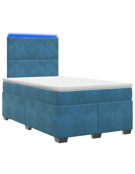 Letto box spring con materasso Blu 120 x 190 cm Velluto