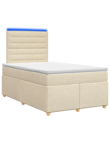 Letto box spring con materasso Crema 120 x 190 cm Tessuto