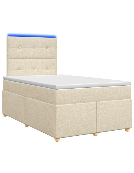 Letto box spring con materasso Crema 120 x 190 cm Tessuto