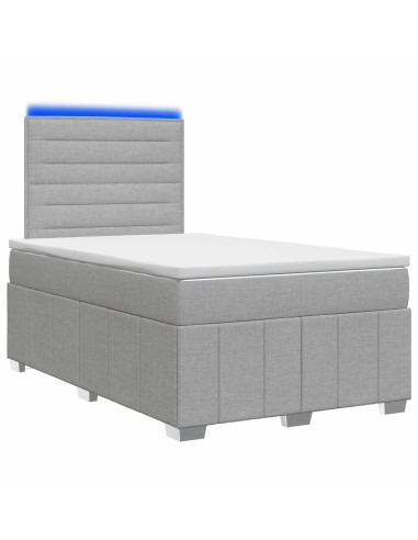 Letto Box Spring LED con Materasso Grigio Chiaro 120 x 190 cm