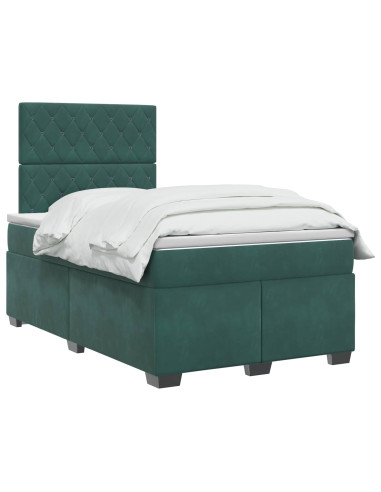Letto box spring con materasso Verde Scuro 120 x 190 cm Velluto