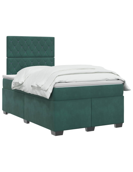 Letto box spring con materasso Verde Scuro 120 x 190 cm Velluto
