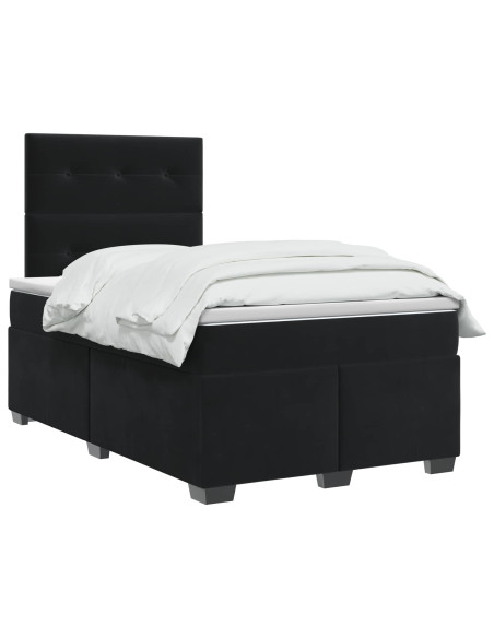 Letto box spring con materasso Nero 120 x 190 cm Velluto