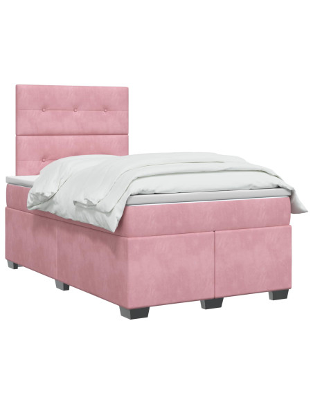 Letto box spring con materasso Rosa 120 x 190 cm Velluto