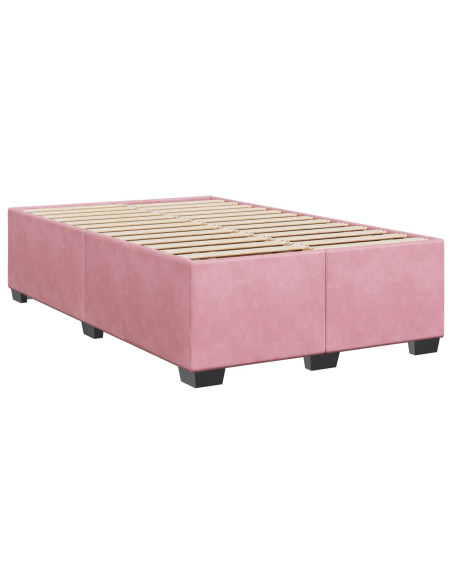 Letto box spring con materasso Rosa 120 x 190 cm Velluto