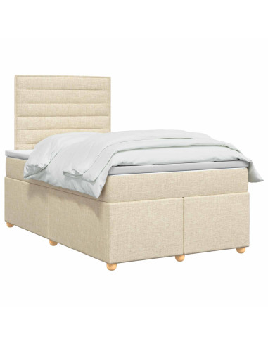Letto box spring con materasso Crema 120 x 190 cm Tessuto