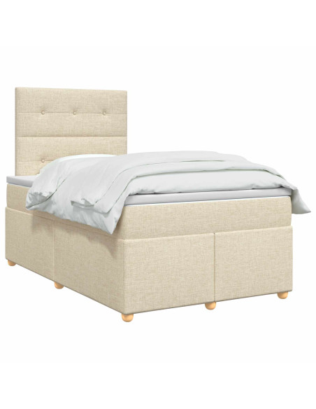 Letto box spring con materasso Crema 120 x 190 cm Tessuto