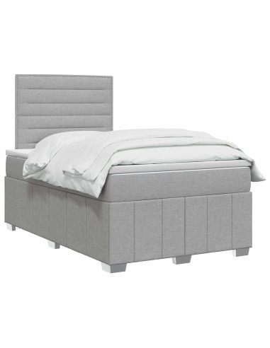 Letto Box Spring LED con Materasso Grigio Chiaro 120 x 190 cm