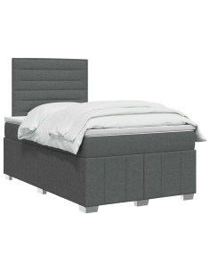 Letto Box Spring LED con Materasso Grigio Scuro 120 x 190 cm 2