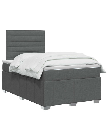 Letto Box Spring LED con Materasso Grigio Scuro 120 x 190 cm
