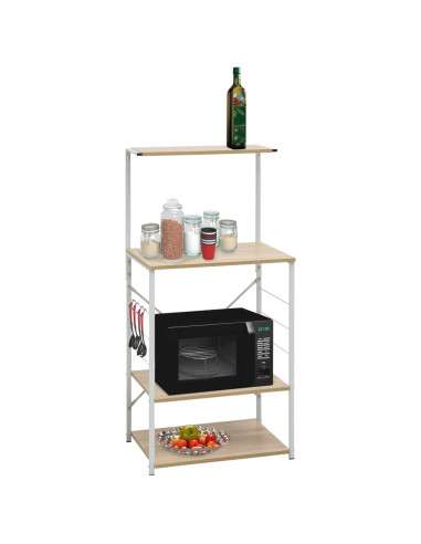 Mobile Microonde Bianco Rovere 60x39,6x123cm Legno Multistrato