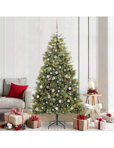 Albero di Natale artificiale pieghevole con coni Verde 210 cm