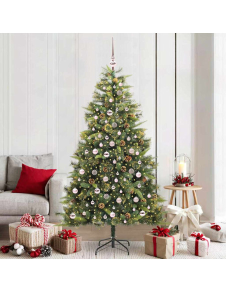 Albero di Natale artificiale pieghevole con coni Verde 210 cm