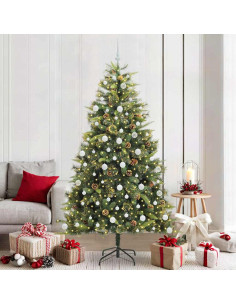 Albero di Natale artificiale pieghevole con coni Verde 210 cm