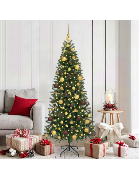 Albero di Natale artificiale con 300 LED Verde 180 cm PE e PVC