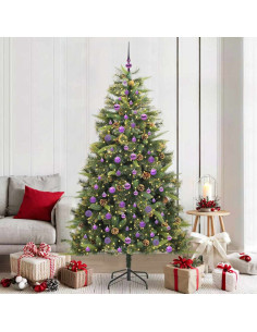Albero di Natale artificiale pieghevole con coni Verde 210 cm