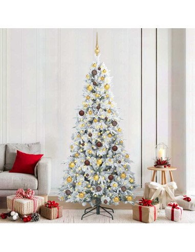 Albero di Natale Artificiale con Rami Pieghevoli Bianco 210 cm