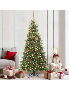 Albero di Natale Artificiale con Rami Pieghevoli Verde 210 cm