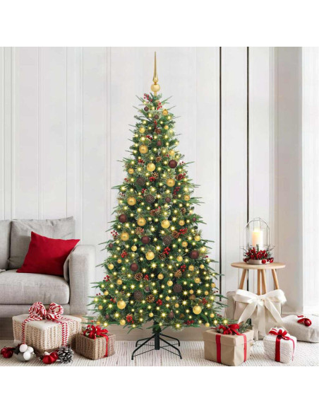 Albero di Natale Artificiale con Rami Pieghevoli Verde 210 cm