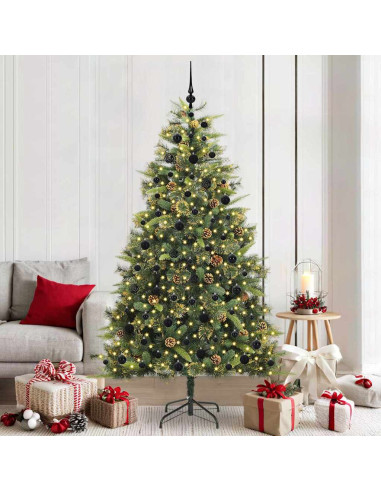 Albero di Natale artificiale pieghevole con coni Verde 210 cm