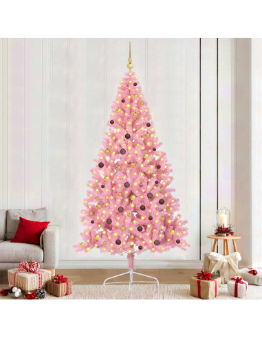 Albero di Natale artificiale con luci integrate Rosa 240 cm PVC