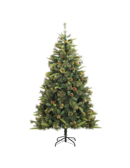 Albero di Natale Artificiale Incernierato con Pigne 210 cm