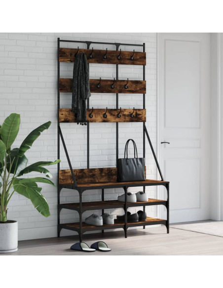 Appendiabiti con Porta Scarpe Rovere Fumo 100x40x184 cm