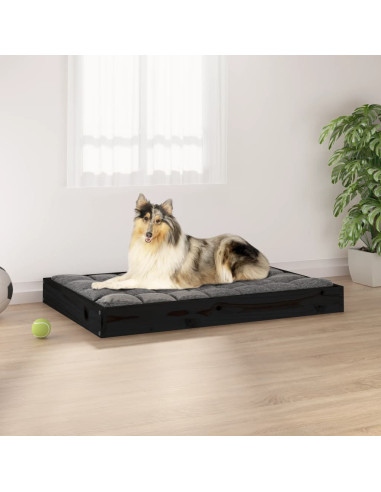 Cuccia per Cani Nera 91,5x64x9 cm in Legno Massello di Pino