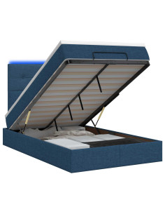 Letto Ottomano con Materasso e LED Blu 120 x 200 cm Tessuto