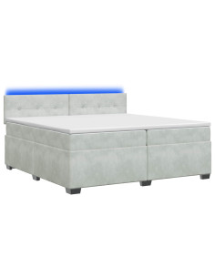 Letto con Box Spring, Materasso e LED Grigio Chiaro Velluto