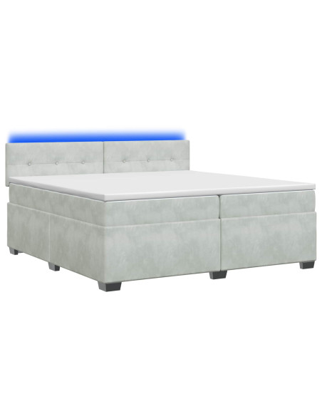 Letto con Box Spring, Materasso e LED Grigio Chiaro Velluto