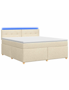 Letto box spring con materasso Crema 180 x 200 cm Tessuto