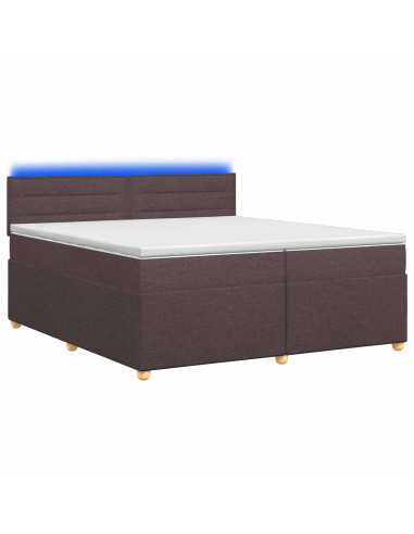 Letto box spring con materasso Marrone Scuro 200 x 200 cm
