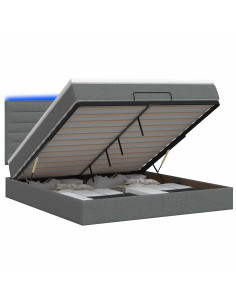 Letto Ottomano con Materasso e LED Grigio Scuro 160 x 200 cm