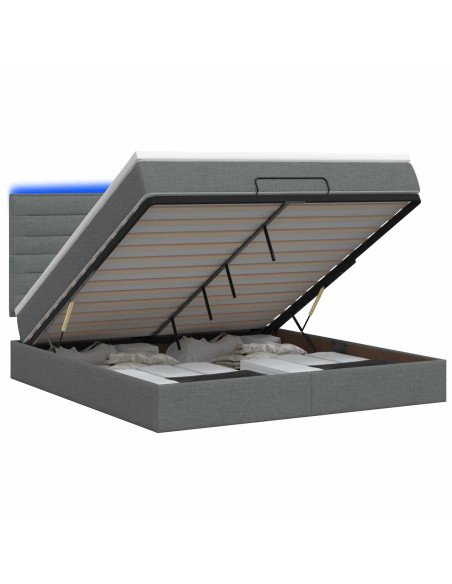 Letto Ottomano con Materasso e LED Grigio Scuro 160 x 200 cm