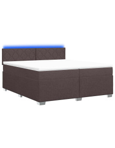 Letto con Box Spring, Materasso e LED Marrone Scuro Tessuto