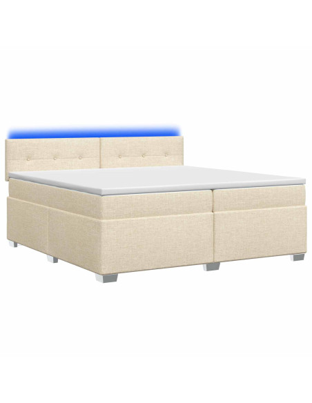 Letto con Box Spring, Materasso e LED Crema 200 x 200 cm