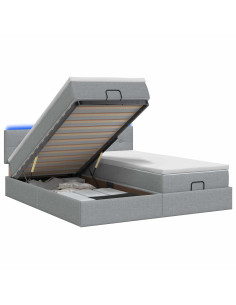Letto Ottomano con Materasso e LED Grigio Chiaro 160 x 200 cm