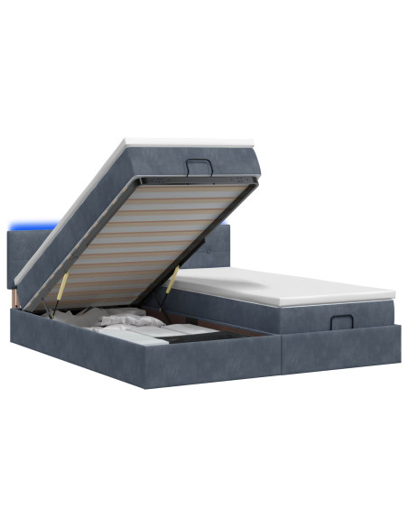 Letto Ottomano con Materasso e LED Grigio Scuro 160 x 200 cm