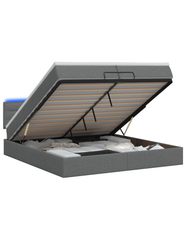 Letto Ottomano con Materasso e LED Grigio Scuro 200 x 200 cm