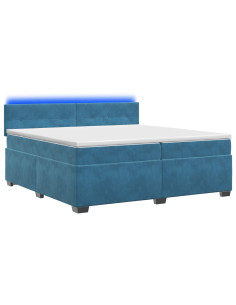 Letto con Box Spring, Materasso e LED Blu 200 x 200 cm Velluto