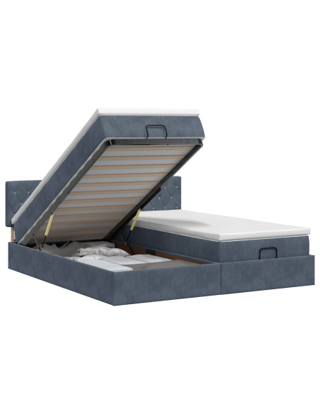 Letto ottomano con materasso 2 pcs Grigio Scuro Velluto