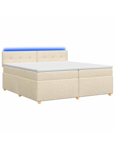 Letto box spring con materasso Crema 200 x 200 cm Tessuto