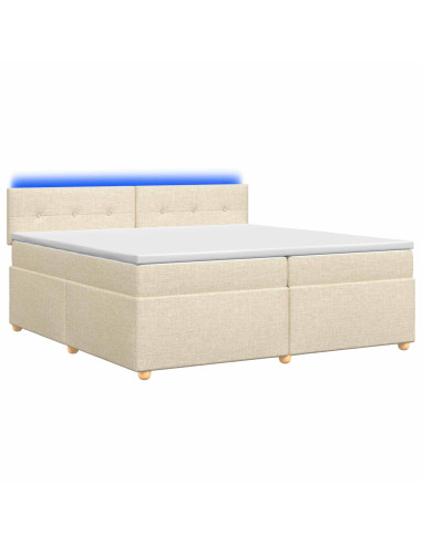 Letto box spring con materasso Crema 200 x 200 cm Tessuto