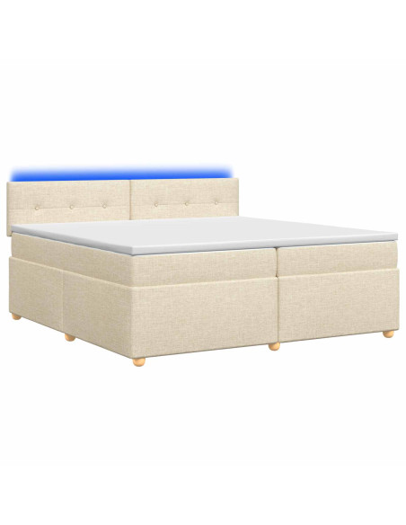 Letto box spring con materasso Crema 200 x 200 cm Tessuto