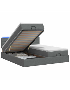 Letto Ottomano con Materasso e LED Grigio Scuro 160 x 200 cm