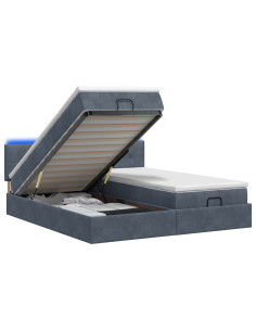 Letto Ottomano con Materasso e LED Grigio Scuro 200 x 200 cm