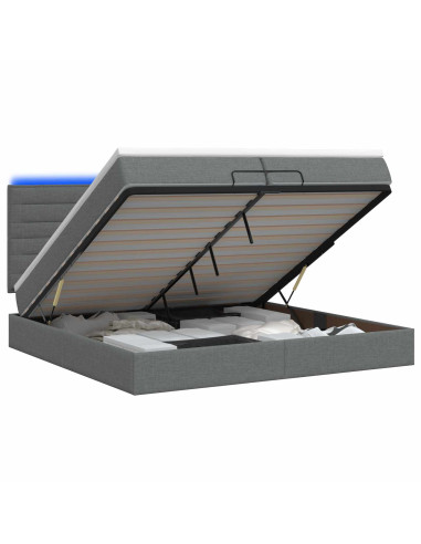Letto Ottomano con Materasso e LED Grigio Scuro 200 x 200 cm