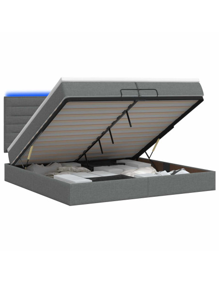 Letto Ottomano con Materasso e LED Grigio Scuro 200 x 200 cm