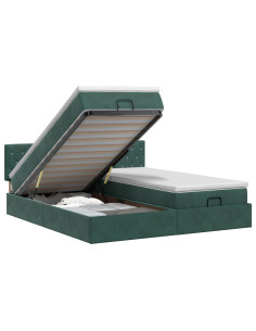 Letto ottomano con materasso 2 pcs Verde Scuro Velluto